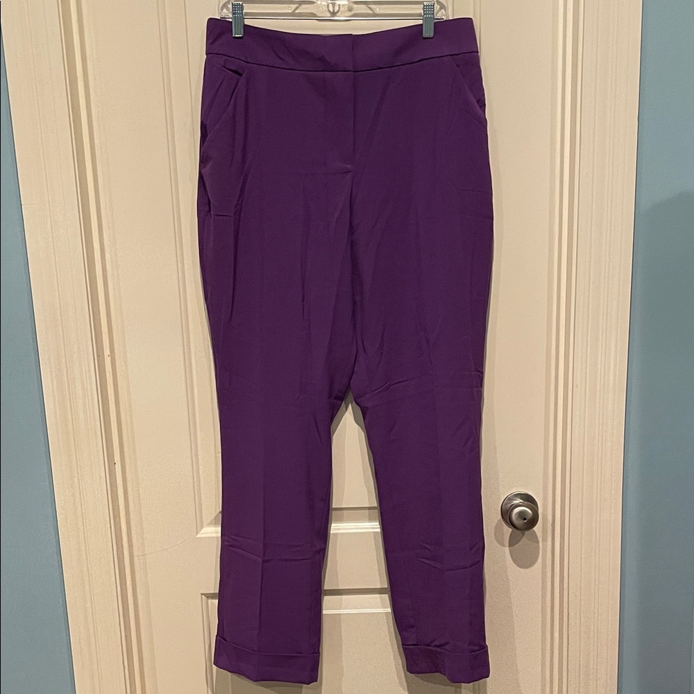 NWT Hybrid & Company Womens High Waist Straight Leg Pants, Purple, Size X-Large